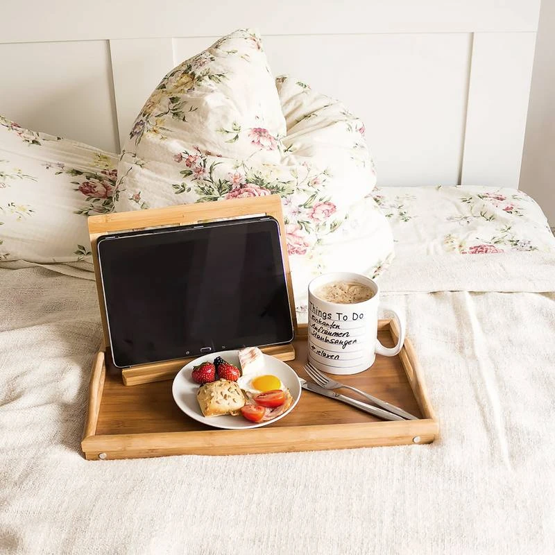 4 Plateaux De Lit Pliables En Bambou 2 4 Plateaux De Lit Pliables En Bambou – Image 2