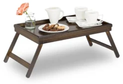 Tablette De Lit Bambou Marron Foncé