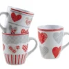 Mug En Grès Coeur Rouge (Lot De 3)