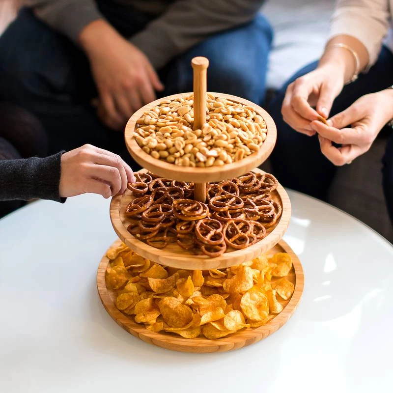 Présentoir 3 étages Étagère Bambou 2 Présentoir 3 étages Étagère Bambou – Image 2