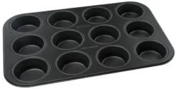 Moule 12 Muffins Black Metallic