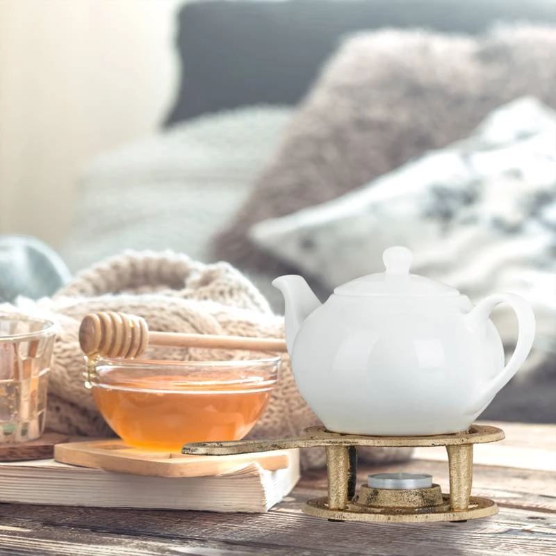 Chauffe-théière En Fonte Aspect Bronze 2 Chauffe-théière En Fonte Aspect Bronze – Image 2