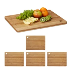 5x Planche à Découper Bambou Rigoles