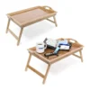 2x Tablettes De Lit Pliable Bambou