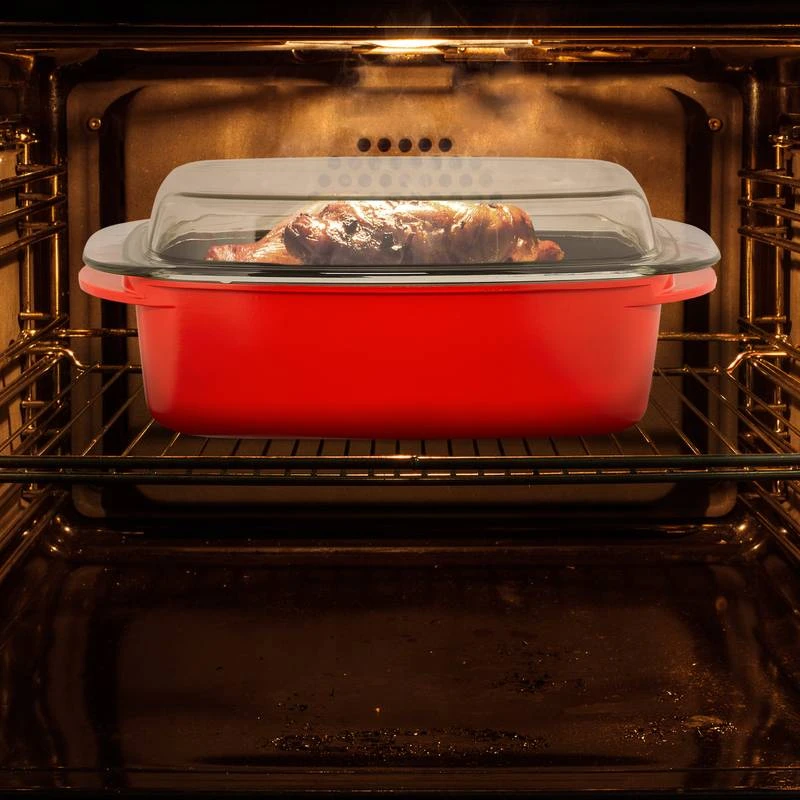 Rôtissoire Avec Couvercle Rouge 2 Rôtissoire Avec Couvercle Rouge – Image 2