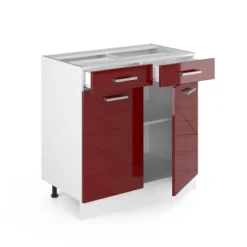 Meuble Bas R-Line 80cm Bordeaux /blanc -Le Coin Cuisine 7ddb914b2b6d4663894d58d2ba09c9a1
