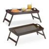 2x Tablettes De Lit Bambou Marron Foncé