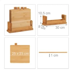 Set 4 X Planche à Découper Bambou&Socle -Le Coin Cuisine 9fe77ef605564112a3ca5381174af120