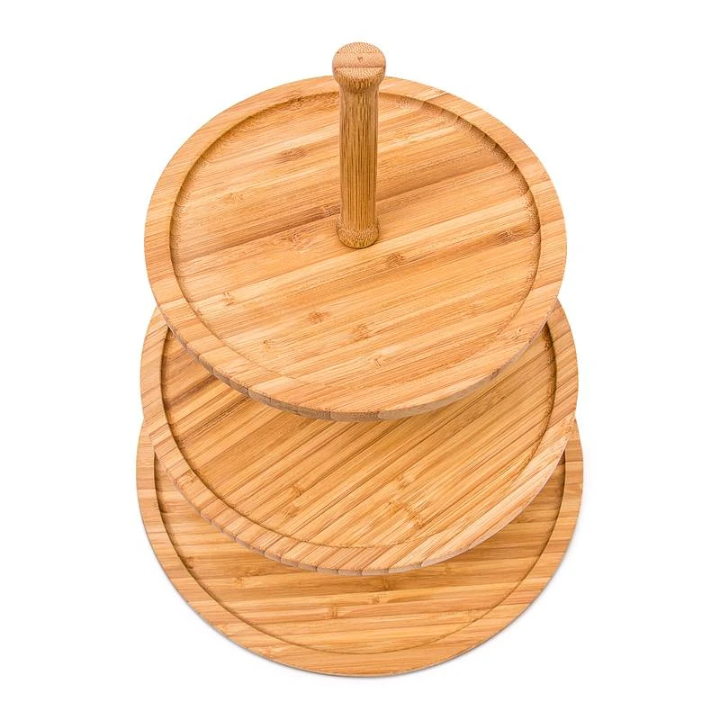 Présentoir 3 étages Étagère Bambou 4 Présentoir 3 étages Étagère Bambou – Image 4