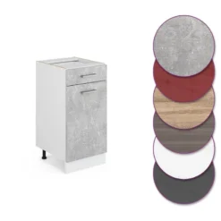 Meuble Bas R-Line 40cm Béton/blanc -Le Coin Cuisine be8263faf41e4070b331386f3133dc81