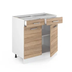 Meuble Bas R-Line 80cm Sonoma/blanc -Le Coin Cuisine c5dfca04eac24c87a682cf1bd36c8128