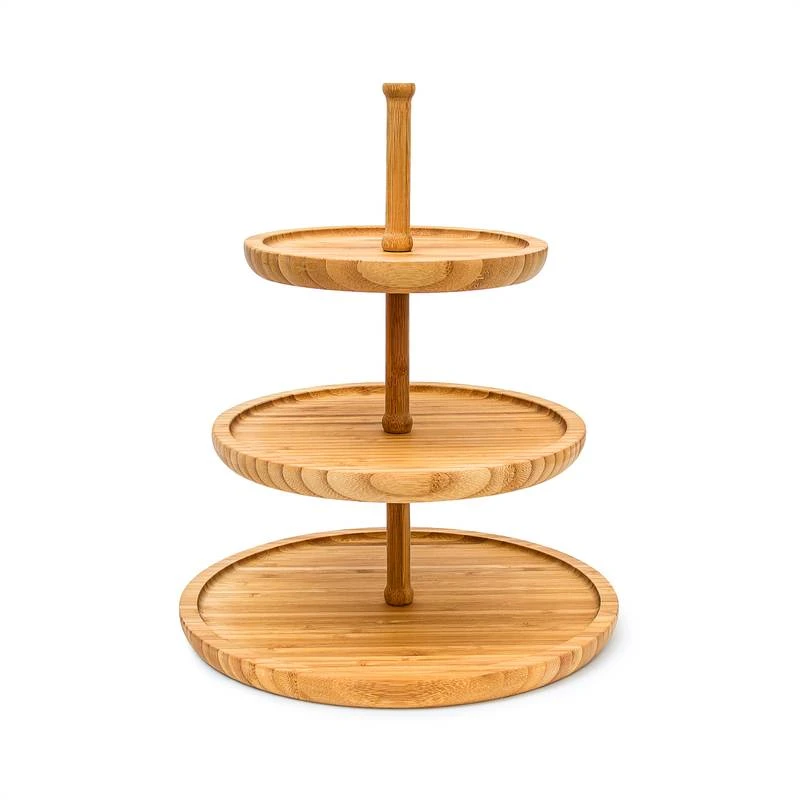 Présentoir 3 étages Étagère Bambou 5 Présentoir 3 étages Étagère Bambou – Image 5